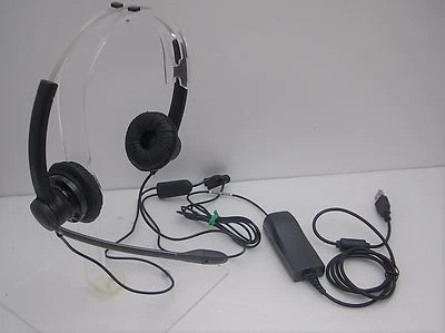 Plantronics SP12 Rumore Cancel Binaurale Computer Cuffie + DSP-90 Adattatore USB - Immagine 1 di 2