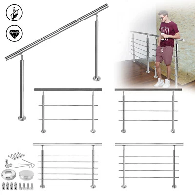 Edelstahl Geländer Treppengeländer Handlauf Treppe Brüstung mit Querstab Bausatz - Bild 1 von 4