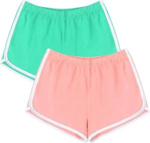Women’s Cotton Sports Shorts 2 Pack Yoga Running Gym Active Stretch Lounge - Picture 1 of 94