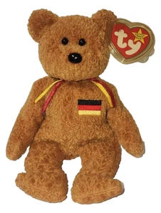Ty Beanie Baby ALEMANIA Bear 1a Versión con ETIQUETA INGLESA (Exclusivo de Alemania) MWMT - Imagen 1 de 7