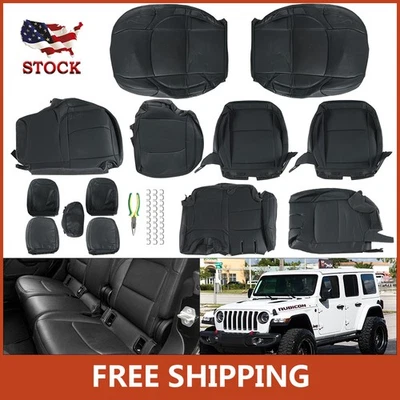 Fundas de asiento para Jeep Wrangler 2019-2022 4 puertas JL Rubicon cuero negro rojo Foto 1 de 4