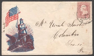 1860s US Civil War Patriotic Cover to Columbia, Pennsylvania - Picture 1 of 2