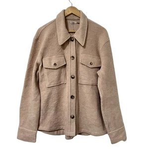 Faherty Holden High Pile Fleece Shirt Jacket Size XL Pale Pink Shacket NEW - Picture 1 of 5