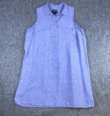 Tahari Women's Dress Sleeveless 100% Linen Blue Button Down Collared Size 1X - Image 1 of 4