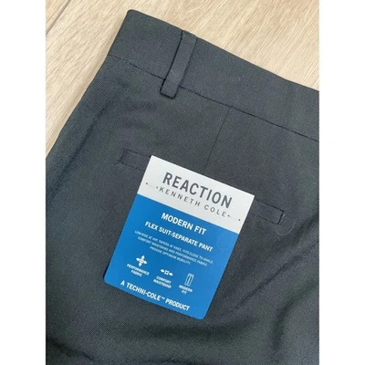 Reaction Kenneth Cole Mens Modern Fit Flex Suit Separate Pant 42x32 Black - Image 1 of 4