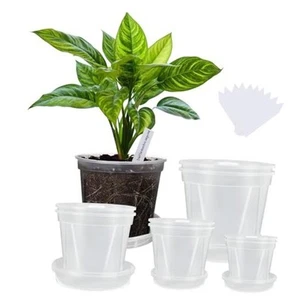 Clear Nursery Pots for Plants with Drainage Holes, 4/5/6/7 Inch Transparent  - Picture 1 of 8