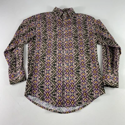 Wrangler Shirt Mens Medium Aztec Western Pearl Snap Rodeo Rare Vintage - Image 1 of 4