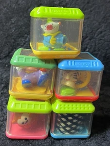 Vintage Fisher Price Peek A Block Boo Lot 5 Circus Clown Tiger Monkey Blocks - Picture 1 of 6