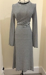 Midi Striped Stretch Dress Sized 6-10 From F&F - Picture 1 of 6