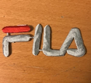 Fila Patch - 3 3/4"  x 1 3/8"  Blue & red   iron-on - Picture 1 of 1