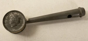 Vintage Tin Baby Rattle (B9B/JSF6) Mother's head Bust Hand Soldiered - Picture 1 of 5