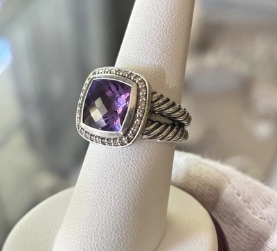 David Yurman 11mm Albion Ring with Amethyst & Diamonds 7 - Image 1 of 4