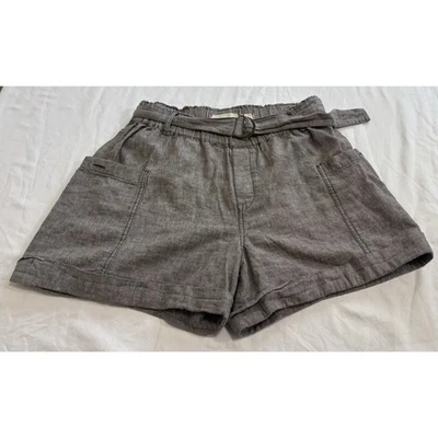 Pantalones Cortos Anthropologie Hei Hei Marnie Talla S Gris Lino Puños Resort Playa Foto 1 de 4