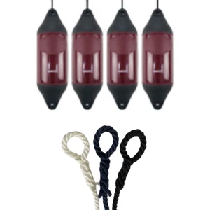 4 x HURRICANE Vortex Boat Fenders: Maroon PM04 - FREE SPLICED END 10MM ROPE - Picture 1 of 2