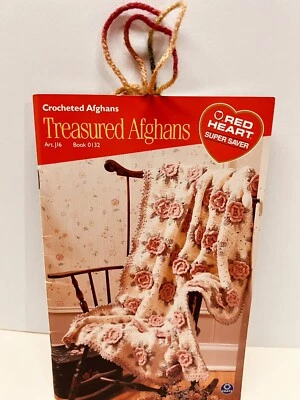 2001 Red Heart Crocheted Afghans Knit & Crochet Yarn Design Pattern Book # 0132 - Image 1 of 4