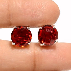 Piedra preciosa granate rojo natural plata 925 hecho a mano perno 0,3" ARE-4280 - Imagen 1 de 3