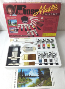 BOB ROSS MASTER PAINTER SET OIL PAINTS, BRUSHES, AND VHS