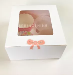 Einfache weiße Cupcake/Muffin Boxen/4 hält Einsätze & klare Fenster, 12er Pack - Bild 1 von 6