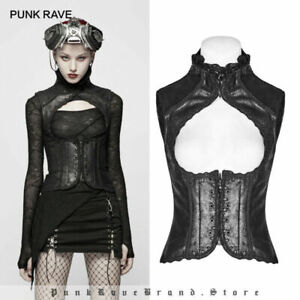 PUNK RAVE Steampunk Vintage Vest Rivet Floral Vest Gothic Sexy Women Waistcoat