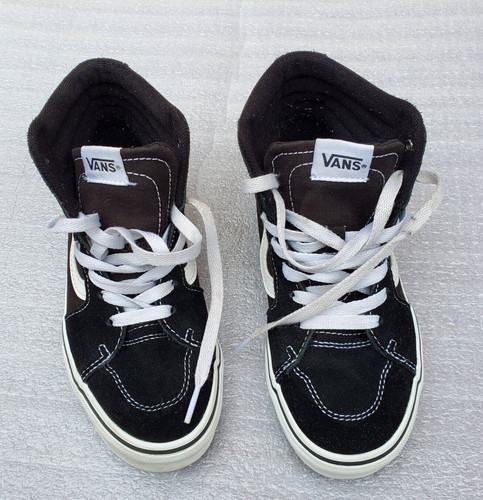 VANS Scarpe da Ragazzo Nero Scamosciato Scarpe da Skateboard Alte Taglia:3