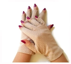 Sun Protection Driving & Biking Women Gloves, Half Finger, SPF Sunscreen Anti-UV - Picture 1 of 2
