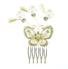 crystal and pearl butterfly hair comb, weddings  9 cm(D)