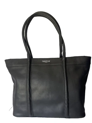 Сумка с короткими ручками Charlotte Lou London The Kensington черная кожаная наплечная сумка - Изображение 1 из 4