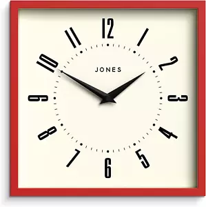 ® Box Wall Clock | Retro Square Clock | 10 Inch | Red | Easy to Read Numbers | P - Bild 1 von 12