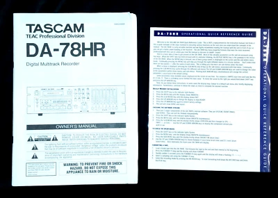 Paper Manual for Tascam DA-78HR 24-Bit Digital Multitrack - Image 1 of 2