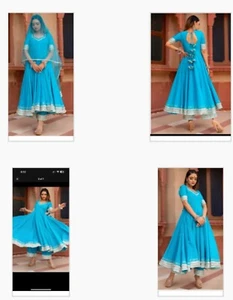 Presenting Women Party Wear Beautiful Anarkali 3 Piece Readymade Eid Salwar Suit - Picture 1 of 2