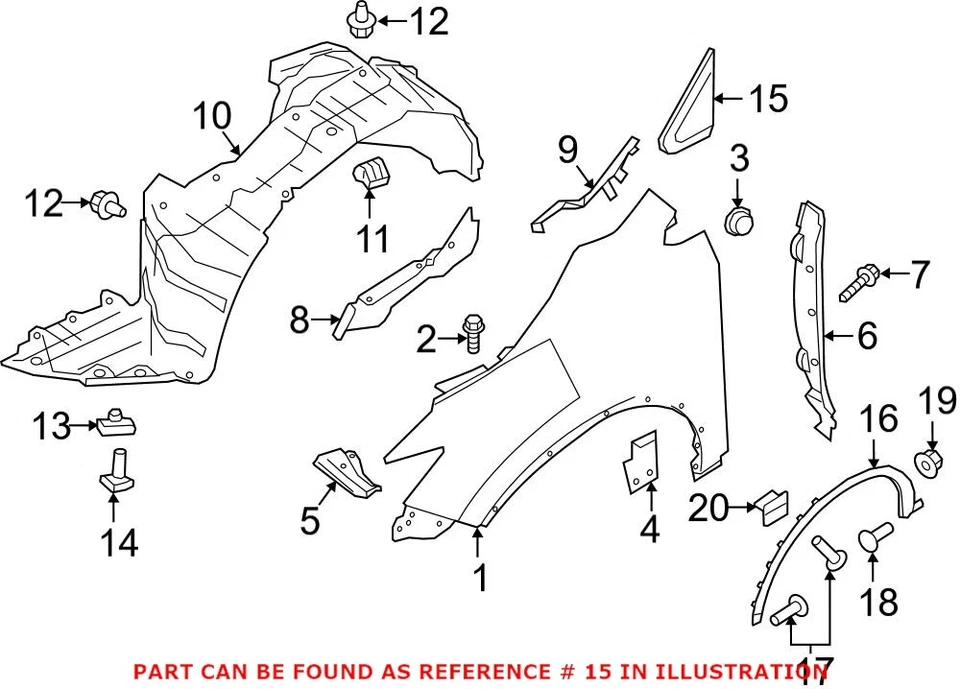 Genuine OEM Front Driver Left Fender Molding for Nissan Murano 2015-2022 - Image 1 of 1
