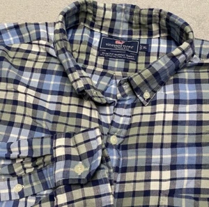 Vineyard Vines Murray Hemd Herren XL Flanell Leinenmischung kariert Button Down Preppy - Bild 1 von 8