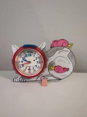 Vintage 80's Flik Flak Cat & Mouse Kids Alarm Clock (READ) FOR DISPLAY ONLY  - Image 1 of 4