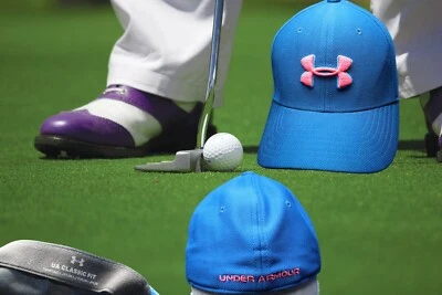 Under Armour Hat Cap Stretch Fit S/M Blue Pink Performance Youth Kids 4-7 - Image 1 of 4