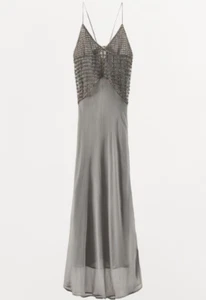 ZARA BNWT 2025. BLUE GREY JEWEL DRESS BEADED GEORGETTE VISCOSE. 6895/508/819 - Picture 1 of 10