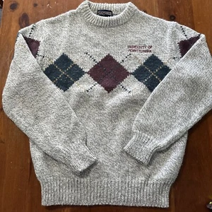 University Of Pennsylvania Jansport Argyle Gray Sweater Medium EVC Academia - Picture 1 of 12