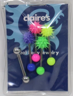 P1 14g 10G espiga plata 5 lengüetas anillo barra 5/8 acero quirúrgico JOYERÍA CORPORAL Foto 1 de 4