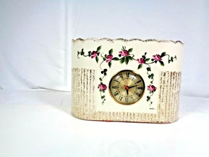 mantel clock with rear light / Vintage / Ceramic / China Floral pattern 1950s - Picture 1 of 11