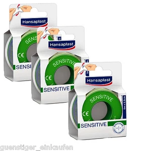 3x Hansaplast Sensitive Fixierpflaster 5m x 2,5cm Hypoallergen Rolle Tape Grün - Bild 1 von 1