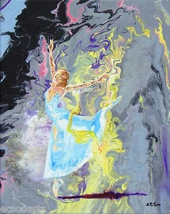Original Acrylic Abstract Ballerina Painting - Meadow Mist - New, Artist Signed - Picture 1 of 5