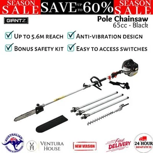 65CC Pole Chainsaw Petrol Saw Chain Tree Pruner Hedge Cutter Safety Kit - Picture 1 of 13