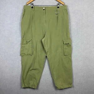 City Chic Pants Womens Large Green Cargo Wide Leg Baggy Pure Cotton - Picture 1 of 7