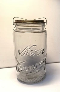 Pot quart teinté Kerr Economy avec couvercle bulles rayures sable saupoudres okla. - Photo 1/15