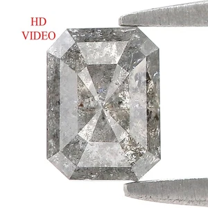 0.82 CT Natural Loose Emerald Cut Diamond 6.10 MM Salt And Pepper Diamond LQ2003 - Picture 1 of 8