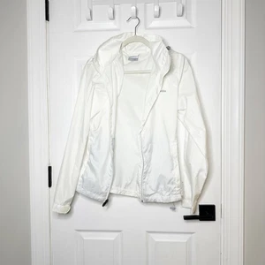 Columbia Packable Windbreaker Rain Jacket White Full Zip Lightweight Women Sz M - Picture 1 of 7