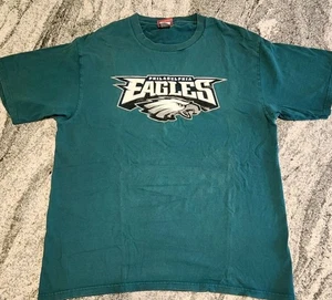 VINTAGE Y2K PHILADELPHIA EAGLES SHIRT MENS LARGE GREEN BLACK GRAPHIC COTTON NFL - Picture 1 of 9