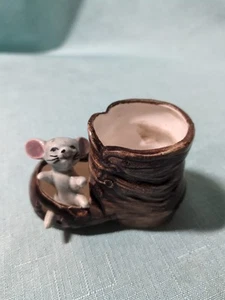 Vintage Japan Porcelain Hand Painted Mouse In Brown Boot Planter/Toothpick Hldr - Picture 1 of 16