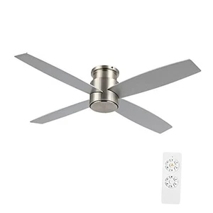 Flush Mount DC Ceiling Fan without Lights, 4 Reversible 52" Brushed Nickel - Picture 1 of 7