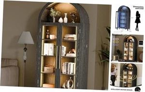 Arch Storage Cabinet with Tempered Glass Door, 71” Arched Display Floor  - Picture 1 of 8