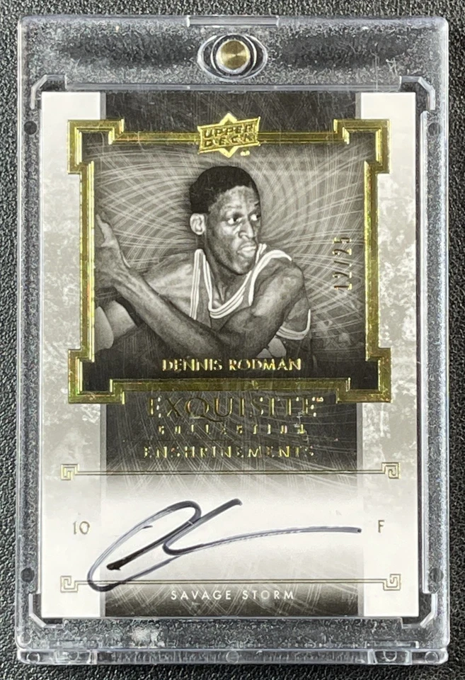 DENNIS RODMAN 2013-14 UPPER DECK EXQUISITE #EE-DR ENSHRINEMENTS AUTO 12/25 BULLS - Image 1 of 2